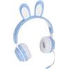 BONKZEBU Cuffie per Bambini con Design a Orecchie di Coniglio, Cuffie Sopra L'orecchio per Bambini, Eleganti Online (Blu)