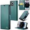 Idhiem Flip Libro Wallet Cover per iPhone 14 Pro Max, Verde | Pelle PU Premium, Custodia Portafoglio Flip Libro, Blocco RFID, Slot per Carte, Antiurto Wallet Cover, Funzione Supporto