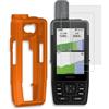 INNOSURE 1 custodia in silicone (arancione) x1, pellicola protettiva in vetro temperato (HD trasparente e opaca) x2, per Garmin GPSMAP H1 & H1i Plus, antiurto, antistatica, antiscivolo, durevole