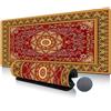 Highdi Tappetino per il Mouse, Modello Boho Tappetino per Mouse Esteso, Gomma Antiscivolo Tappetino Scrivania Mouse Mat con Bordi Cuciti per Computer, PC, Laptop (rosso giallo,400 * 900 * 3mm)