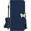 SEHEYA Cover per iPhone 6/7 / 8 / SE 2020 / SE 2022 Pieghevoli Libretto Brillantini Farfalla Strass di Cristallo Custodia Libro in PU Pelle 3 Tasche Magnetica Folio Caso, Blu Marino