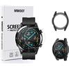 MWOOT Compatibile con Huawei Watch GT2 46MM Pellicole in Vetro Temperato [2 Pezzi ] e Custodie Protezione in Silicone [Nero], Anti Graffi Pellicole Protettive per Protezione dello Schermo