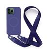 Zyweil Magnetica Cover per iPhone 13 Pro MAX con Cordino Compatibile con Magsafe Ricarica Wireless, Custodia Paraurti Antiurto regolabile Lanyard TPU Corda Silicone Case Blu