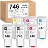 Yongairuink Yongaiuink 746 746XL Colorant 6 x 300 ml pour HPQ 746 P2V82A P2V81A P2V83A P2V80A P2V79A P2V78A Motif compatible avec HPQ DesignJet Z6 & Z9+ Drucker (lot de 6)