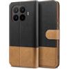 BEZ Cover per Xiaomi 17T Pro, Custodia per Portafoglio Xiaomi 17T Pro Protettiva in Tela e PU Pelle Portafoglio Flip Cover con Chiusura Magnetica, Nero