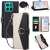 FERLAN Cover Compatibile Con Honor X8C con Cordino,Flip Custodia Portafoglio Custodia in pelle,[3-6 Porta Carte][Magnetico],Custodia Libro Cover con Laccio Cinghia regolabile Case - Nero