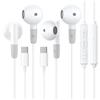WJXRTPF Cuffie cablate USB C per iPhone 17, 16, 15, auricolari in-ear con cavo USB C, cuffie per iPhone, con controllo del volume e microfono
