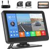 Inefala Telecamera Retromarcia (Doppia) con Monitor HD IPS da 7'', Targa Retrocamera per Auto Visione Notturna IP69 Impermeabile Telecamera Posteriore per Auto Camion SUV Furgoni 9-32V