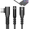 Ynnhik Adattatore per cuffie USB C, adattatore da USB C a Aux,Adattatore jack per cuffie per cuffie USB C 2 in 1 | Cuffie USB C a ricarica rapida da 60 W cablate, plug and play per smartphone e case