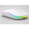 TechnyPop Mouse Wireless Bluetooth 5.4 Ricaricabile, Mouse Silenzioso con LED RGB, DPI Regolabili 800/1200/1600, Ultra Leggero 67g, Connessione USB, per PC Laptop Notebook (Bianco)
