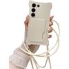 SEHEYA Cover Laccio per Samsung Galaxy A55 5G Custodia Silicone Liquido con Cordino Slot Schede Regolabile Tracolla Ultra-Sottile Morbido Cellulare Case, Bianco