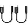 MaGeek (2-Pezzi Adattatore USB-C a 3.5 mm AUX,Type C Connettore Tipo C Femmina Audio [96kHz/24bit Hi-Res DAC] per iPad Pro/Google Pixel/Samsung S20 S10 S9 A12 A10 / Huawei P20 / P30 e altro (Nero)