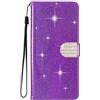 SEHEYA Cover per Realme C61 / Realme C63 Custodia Portafoglio a Libro Brillantini Diamante Fibbia Chiusura Magnetica Borsa Glitter PU Pelle Porta Carte Cavalletto Caso, Viola Chiaro