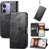 JIUNINE Cover per OPPO A40 4G / OPPO A40M / OPPO A60 5G, Custodia Interno TPU Antiurto Portafoglio con Disegni di Farfalla [Carta Fessura] [Supporto Stand] Cover Libro in PU Pelle, Nero
