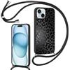 Foonary Cover con Cordino per Apple iPhone 15 Plus 6,7, Custodia con Laccio Collana Tracolla Aesthetic Disegni Morbido Silicone Necklace Regolabile Protettiva Corda Case per iPhone 15Plus, Leopardata