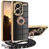 XCYYOO Cover Xiaomi Redmi Note 13 Pro Plus 5G con Cordino e Tracolla, Custodia Antiurto 360° con Anello Metallico Kickstand, Supporto Auto - Nero