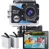 Nvgfelis Action Cam 1080P con WiFi 30M Fotocamera Subacquea Impermeabile Ultra HD, Telecamera Moto, Action Camera Con batteria ricaricabile da 2 x 1050 mAh e Set di accessori