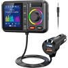 Nulaxy Trasmettitore FM Bluetooth per auto, adattatore Bluetooth V5.0 wireless per auto con grande schermo a colori, supporto QC3.0 ricarica rapida, chiamate a mani libere, MP3 Music Player Bass&TRE