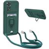 YFSYLL Cover Compatibile con Xiaomi Redmi Note 11 Pro 5G /4G con Cordino,Custodia con Cordino Silicone Cover,Protezione Fotocamera,360°Anello Supporto,Porta Carte,Verde Scuro