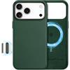 SHIELDON Cover in Vera Pelle per iPhone 18 Pro Max/iPhone 17 Pro Max 6,9 | Custodia Compatibile per MagSafe, Cover Standard, Anti-Graffio, Antiurto, Ricarica Wireless, Bottoni in Metallo, Verde Notte