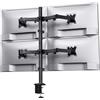 HUANUO Supporto 4 Monitor- Braccio monitor LCD per impieghi gravosi con articolazione completa, adatto a 4 schermi fino a 27 pollici - Ogni braccio sostiene fino a 10 kg, VESA 75x75-100x100 mm