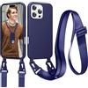 Jrkvniv Cordino Cover Compatible con iPhone 14 Pro Case, Blu | Necklace Cover Corda Custodia Collana Case Anti Graffio Antiurto Cellulare Bumper Silicone Liquido Shell Tracolla