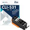LCL CLI-531 XXL Cartucce d'inchiostro ricambio per Canon CLI-531BK CLI-531 | Nero Cartucce di stampante Compatibili con Canon TS8750 TS8751 (2-Pack,Alta capacità, Nero)