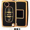 OFF WE GO Cover Chiave Guscio Chiavi per Peugeot 107 207 307 407 607 208 308 408 Custodia Coprichiave per Citroen C2 C3 C4 C5 C6 C8 Chiave Macchina Copri Chiavi Telecomando Auto Portachiavi, Oro Nero