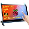 iPistBit 7 pollici LCD Touch Screen 1024x600 IPS Display con Supporto, HDMI Monitor Portatile per Raspberry Pi 5/4B/3B+/3B/B+/Zero/400, BB Nero, Windows 10 8 7, Controller 0