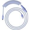 HyperX Cavo a spirale flessibile, Collegamento USB-A/USB-C, Connettore aviator a 5 terminali a sgancio rapido, Collegamento per tastiera, Design a doppia guaina telata resistente, Viola chiaro