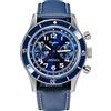 Sugess Cronografo Automatico Meccanico Acciaio Pelle Blu Pilot Orologio Uomo