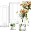 Oungy Set di 5 contenitori cilindrici in acrilico trasparente, vaso cilindrico in plastica trasparente, vaso cilindrico in acrilico infrangibile, piccolo vaso per fiori in acrilico, vaso cilindrico