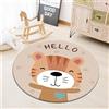 Highdi Tappeto Rotondo Salotto, Stile Kawaii Animale Antiscivolo Morbido Moderno Tappetini Tappeto per Bambini Cameretta Cucina Casa Zona Balcone Tappet Tavolino (100cm,Leone)