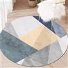 Highdi Tappeto Rotondo Salotto Geometria Morbido Tappetini Antiscivolo Tappeto per Bambini Cameretta Cucina Casa Zona Balcone Tappet Tavolino (140cm,Grigio Geometria)