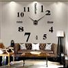 JUMRHFAN LZYMSZ JUMRHFAN Grande orologio da parete 3D senza cornice, adesivi murali moderni fai-da-te muto numeri grandi orologi decalcomanie home office hotel decorazione (Nero)