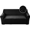 Highdi Copridivano Elasticizzato 2 Posti con Braccioli, Fodera per Divano, Universale Copridivani Copri Divano per Poltrone Mobili Sofa Protettore (Nero,2 Posti)