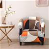 Highdi Copripoltrona Elasticizzato 1 Posto Chesterfield, Poltrona da Club Copridivano Stampati Universale Lavabile Rimovibile per Bar Soggiorno Camera da Letto Reception (Geometria Arancione)