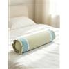 EDMILE Cuscino cilindrico regolabile con motivo grano saraceno, con motivo scozzese e finiture in pizzo, supporto cervicale, rotondo, sollievo dal dolore al collo, per dormire (40,6 x 10,2 cm, blu)
