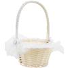 Alipis cesto di fiori in rattan piccoli cestini con manici cestino vimini nuziale Decorazioni per matrimoni rustico Decorazione per feste di nozze cesto di fiori portatile stoffa bianca