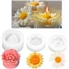 Rairsky 3 Pezzi Stampi Fiori In Silicone 3D Per Fabbricazione Candele Fai Da Te