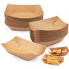 KineticKraft 100 Pezzi Barchette Finger Food per Sushi Patatine Fritte Snack Curry | 16,7 x 11,5 x 4 CM Ciotole in Cartone Kraft Resistenti All'olio e All'acqua Ciotole in Legno Usa e Getta (Marrone)