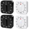 Nizirioo Timer meccanico da cucina a breve termine, analogico: 4 pezzi, funzione sveglia a breve termine per la casa e lo sport (bianco*2, nero*2)