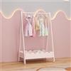 [en.casa] Stand Appendiabiti per Cameretta a Forma di Capanna 99 x 66 x 38 cm Organizzatore Guardaroba a Misura di Bambini con Asta Scomparto Vano Porta Oggetti Abiti - Rosa