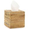 IGNPION Scatola porta rotolo di tessuto in rattan intrecciato decorativo, quadrato, colore naturale, 15 x 15 x 15 cm