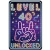 Sinekong Targa Metallo Level 40 UNLOCKED, Decorazione 40 Compleanno Uomo 40 Compleanno Decorazione Per gamer Divertenti Decorazione per Sala Da Gioco Retrò, Idea Regalo per Giocatori 20x30cm