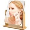 XFLYP Specchio da Tavolo in Legno per Trucco, Specchio da Tavolo Girevole a 360° con Supporto, Specchio per Bagno, Camera da Letto, Ufficio, Piccolo