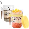 FePen Vasetti per Yogurt, 2 Pezzi 350ML Tazza per Cereali, Porta Yogurt Portatili, Contenitori per L'avena, Overnight Oats Contenitore, Vetro Tazze Cereali, Vasi di Vetro di Avena