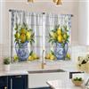 Generic Tende da cucina con foglie di limone, rustiche con foglie di teiera, colore giallo, con tasca per asta, decorazione per finestra, per lavello, sala da pranzo, bagno, 66 x 114 cm