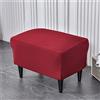 Highdi Elasticizzato Copri Pouf Rettangolare in Velluto Morbido Tinta Unita Copri Poggiapiedi Copertura Ottomana Coprisgabello Lavabile per Soggiorno, Camera da Letto (Rosso)