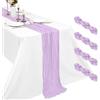 Pesonlook Runner da tavola in garza boho 4 pezzi, colore viola chiaro, 45 x 275 cm, rustico, romantico, lungo, per matrimoni, feste, addio al nubilato, festa del Ringraziamento, decorazione natalizia